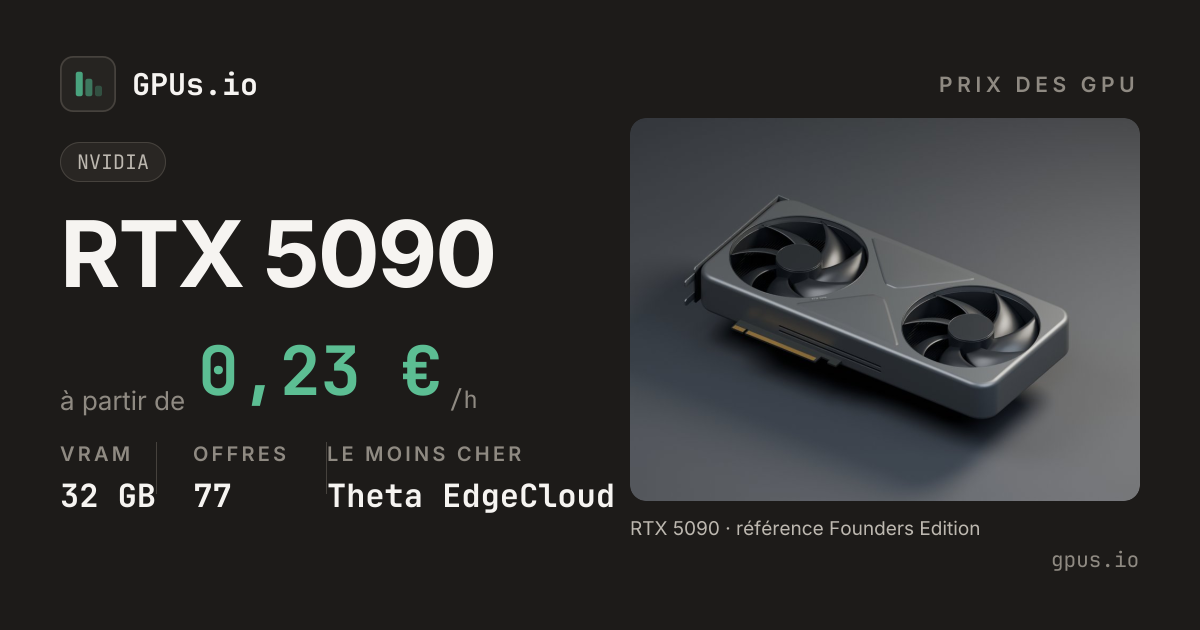 Prix NVIDIA RTX 5090 (2026) - Comparatif des GPU cloud les moins chers